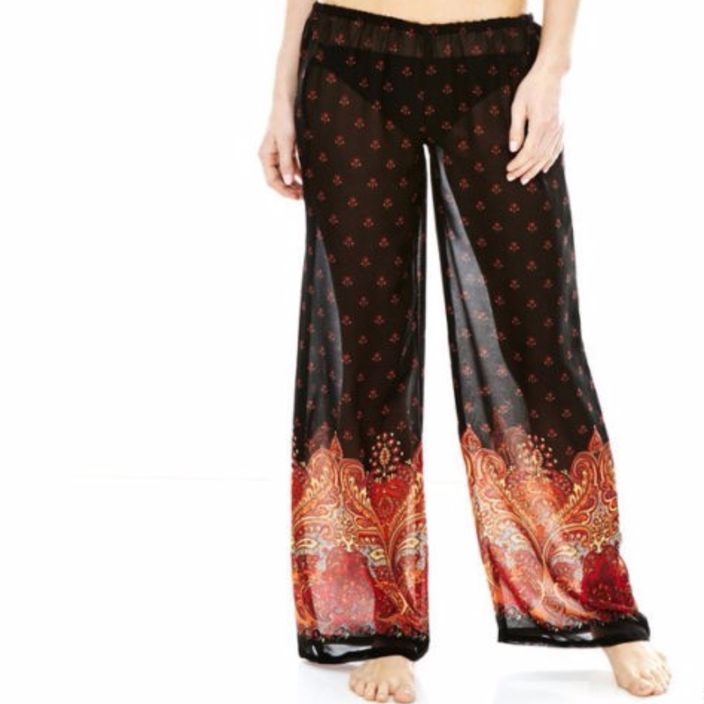 S O L D  Raviya Border Print Cover-Up Beach Pants Size S